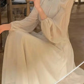 Turtleneck White Long Sleeve Midi Dress